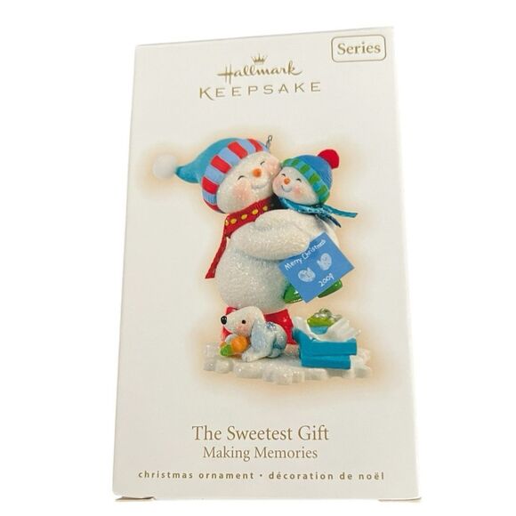 Hallmark Keepsake Ornament Making Memories The Sweetest Gift Snowman Puppy 2009 - Picture 1 of 2